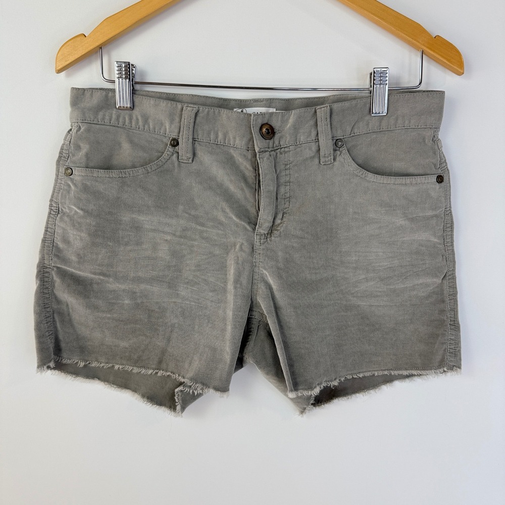Titile Nine Carve Designs Oahu Corduroy Shorts Womens 4 Grey Raw Hem Stretch